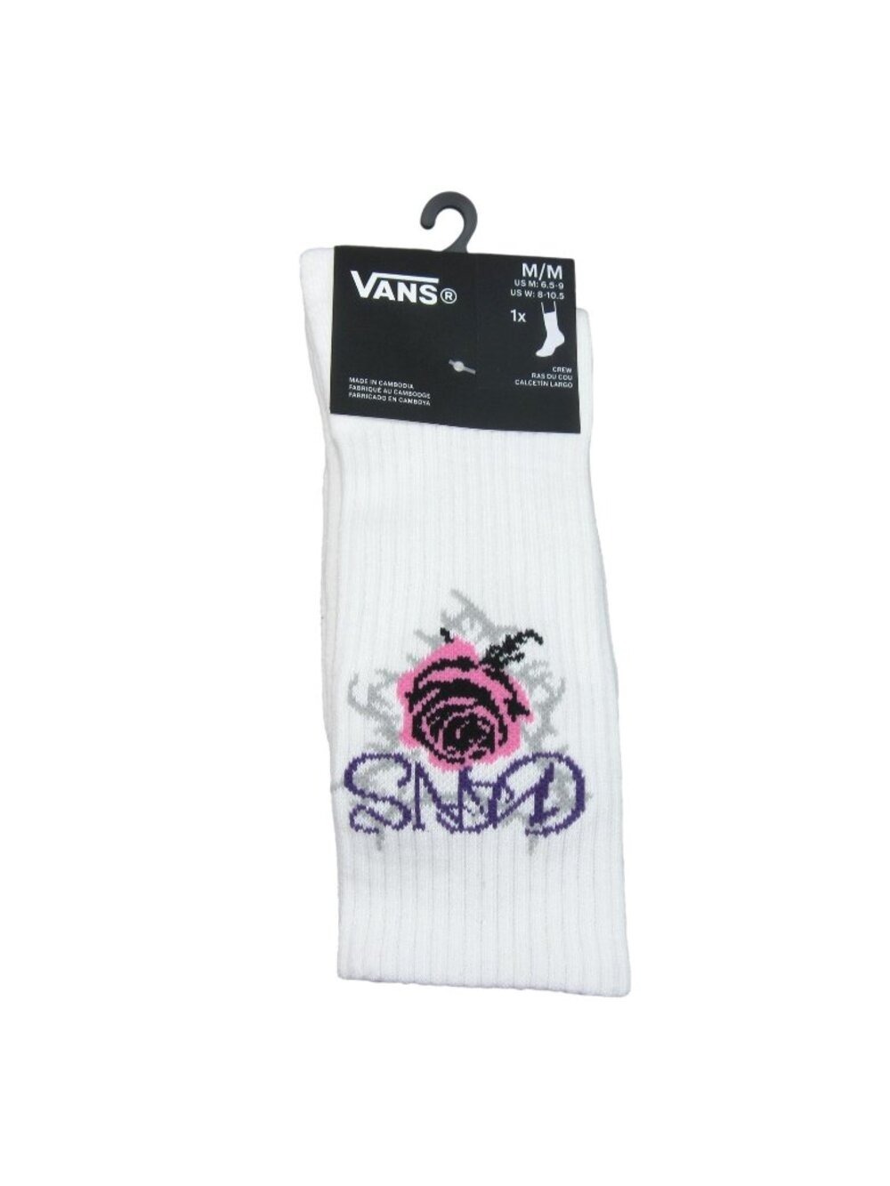 Vans Pink Rose White Murray Crew Socks Unisex Size Medium (1 Pair) NEW